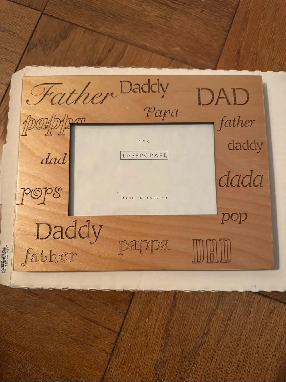 LaserCraft Wooden 'Father/Dad' Photo Frame - Natural Wood